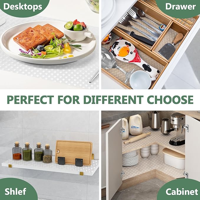 Shelf Liners, Non-Adhesive Drawer Liner, Waterproof & Oil-Proof Kitchen Cabinet Cupboard Liner Plastic EVA Material BPA Free Fridge Liner Mats Paper Protector for Shelves (Clear/12in x 240in)