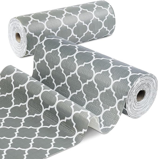 Shelf Liner for Kitchen Cabinets Non-Adhesive 12in X 10FT Cabinet Liners for Shelves Waterproof Thick Strong Grip Non Slip Drawer Liner Contact Paper for Cupboard Easy to Clean,Gray Lantern