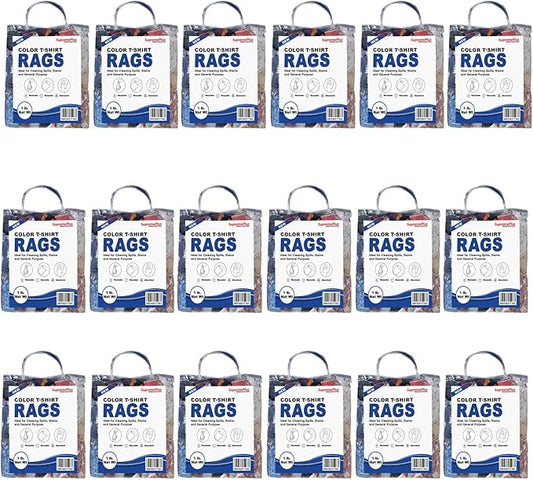Premium Color Knit Cleaning Rags (1 lb. Bag - Pack of 24) – Shop Rags Bulk for Workshops, Mechanics, Painters, and Home Use, Multipurpose Cotton T-Shirt Rags