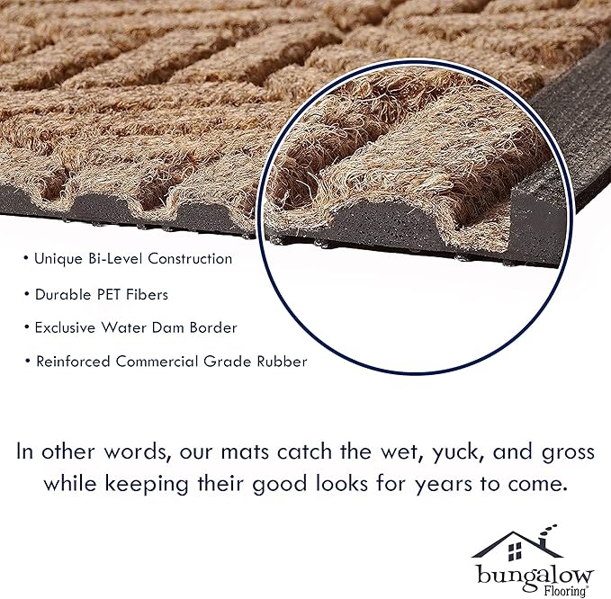 WaterHog Heavy Duty Doorway Mat, 3' x 5', Made in USA, Durable & Skid-Resistant Entryway Mat, Water-Trapping, Indoor/Outdoor Decorative Floor Covering, Cordova Collection, Medium Grey