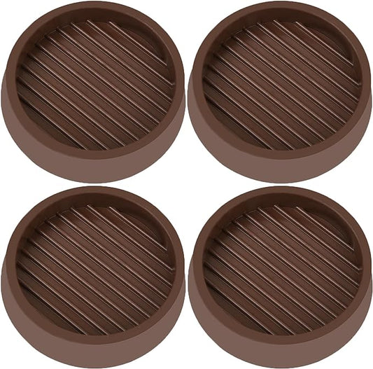 3X3 Round Rubber Caster Cups, Non Slip Furniture Pads, Anti-Slip Gripper, Anti Skid Furniture Feet, Anti Slide Floor Protector for Bed Couch Table Chair Stoppers - Brown, 4 Pack
