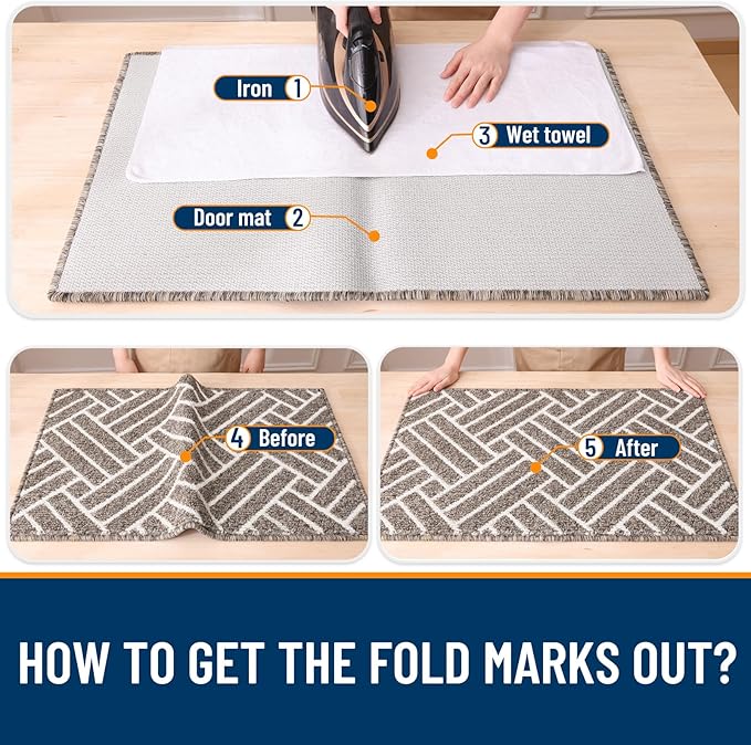 OLANLY Runner Indoor Door Mat, 59x23 Inch, Dirt Resistant and Absorbent, Non-Slip Rubber Backing Floor Mats, Easy Clean Low-Profile Doormat for Entryway, Front Door, and Inside Entrance, Khaki