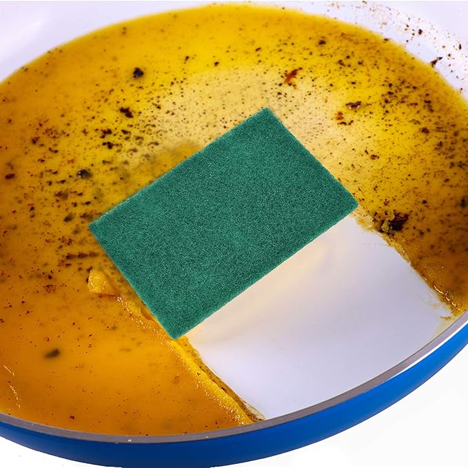Jetec Scrub Pads Scouring Pads Sponge Dish Scrubber Scouring Cleaning Non Scratch for Kitchen Dishes Cleaning(Green,200 Pieces)