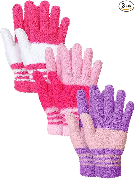 Patelai 3 Pairs Microfiber Plant Dusting Gloves Leaf Cleaning Gloves for Indoor Plants, Blinds, Furniture, House(Medium,White, Pink, Purple, Rose Red)