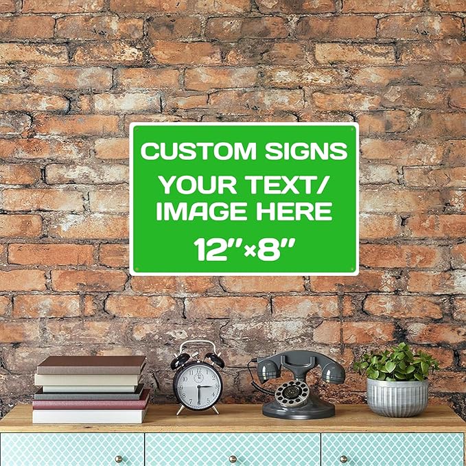 Repaly Personalized signs,Aluminum Weatherproof Metal Sign Multiple Sizes Custom Personalized Text And picture Here,hazard sign,garden sign,custom door sign,Customised business signs Green 12×8