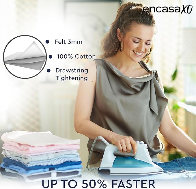 Encasa XO Ironing Board Cover and Pad 54"x15" - Thick 3mm Felt Padding, Drawstring Tightening & Lock, Easy Fit, Scorch & Stain Resistant, Fits Standard Large Ironing Board - Aztec