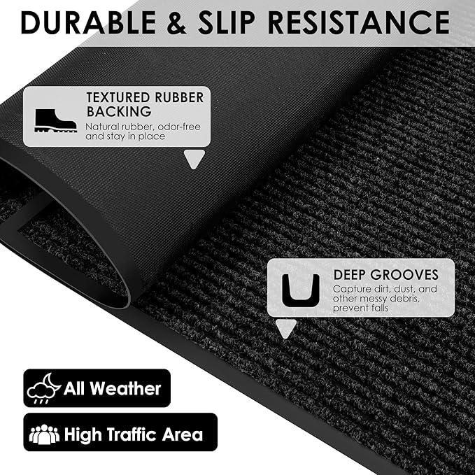 4′ x 65′ Front Door Mat Indoor Outdoor Entrance, Commercial Floor Mat Heavy Duty Dirt Trapper Entryway Doormat, Custom Size Non Slip Rubber Backing Welcome mat, Door Mat for High Traffic Area