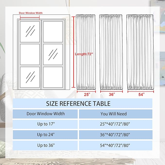 DWCN French Door Curtains – Rod Pocket Thermal Blackout Curtain for Doors with Glass Window, Kitchen and Patio Doors for Privacy, 54 X 72 Inches Long, 1 Curtain Panel with Tieback, Brown