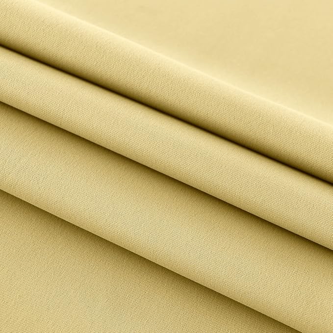 DWCN French Door Curtains – Rod Pocket Thermal Blackout Curtain for Doors with Glass Window, Kitchen and Patio Doors for Privacy, 25 X 40 Inches Long, 1 Curtain Panel with Tieback, Light Yellow