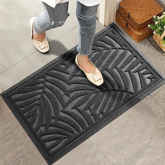 Front Door Mat, Absorbent Resist Dirt Welcome Door Mat Indoor Outdoor, Waterproof Doormat, Sturdy Non Slip Backing, Fade Resistant, Low Profile Entry Mat for Entryway, 47×32, Grey