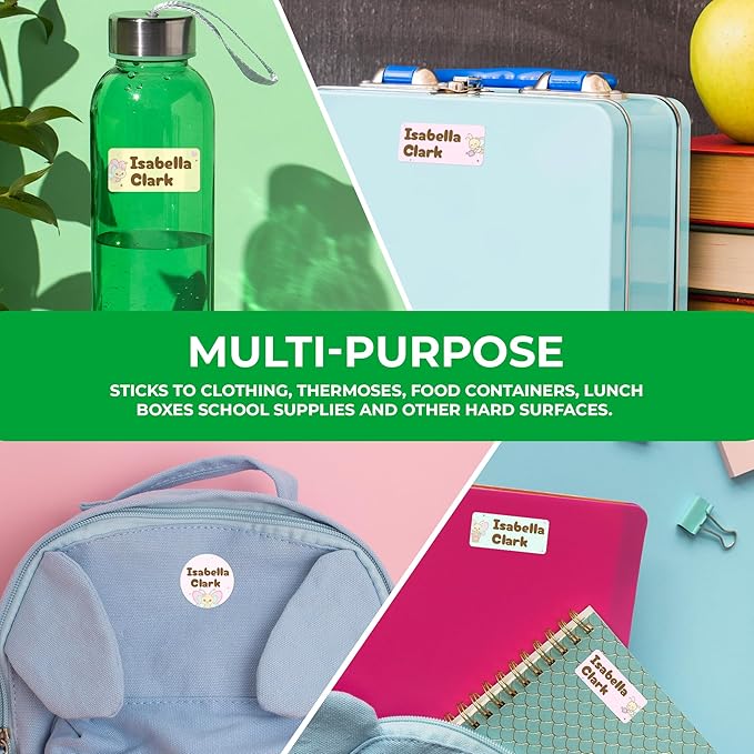 Personalized Name Tag Stickers for Kids (130+ Pack) | Butterfly Waterproof Labels for School Supplies, Bottles & Lunch Boxes | Custom Vinyl Name Labels for Clothing, Toys & More (D. Butterflies)