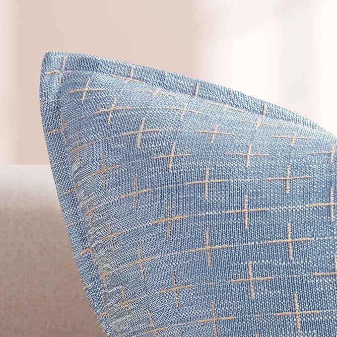 ZWJD 12x20 Pillow Covers Set of 2 Soft Polyester Textured Pillow Covers with Stylish Flange Edge Cozy Farmhouse Throw Pillows for Couch Bed Sofa Living Room