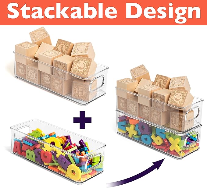 ClearSpace Plastic Pantry Organization and Food Storage Bin – Great Kitchen Organization and Kitchen Storage – Fridge Organizer Bins– 8 Pack