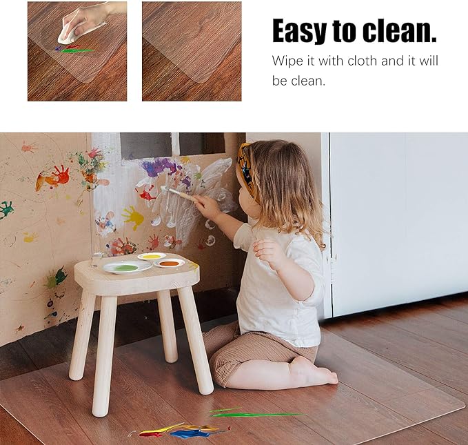 Kuyal Clear Chair Mat, Hard Floor Use, 8'×10' Transparent Office Home Floor Protector mat Chairmats (96" X 120" Rectangle)