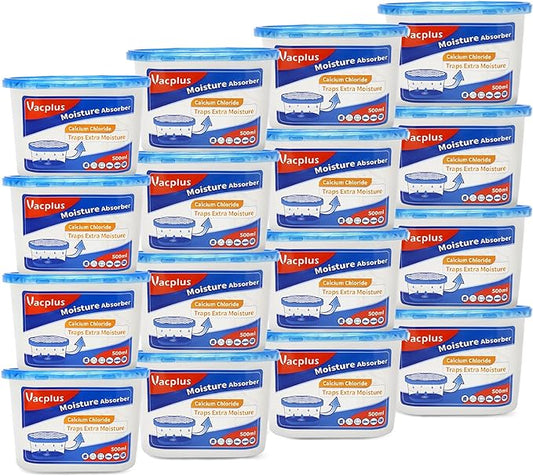 Vacplus Moisture Absorbers 16 Pack, 10.5 Oz, Humidity Absorber Boxes Attracts Extra Moisture from Your Bathroom, Closet, Kitchen, Dehumidifier for Closet (Fragrance Free), Blue