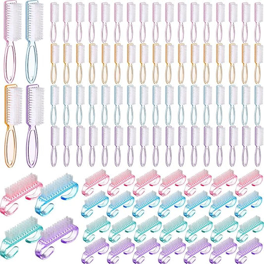 Patelai 100 Pcs Handle Grip Nail Brush Bulk Colorful Nail Scrubber Cleaner Fingernail Brushes Hand Toes Scrub Cleaning Brushes Pedicure Scrubbing Tool for Men and Women, Multicolor Brush