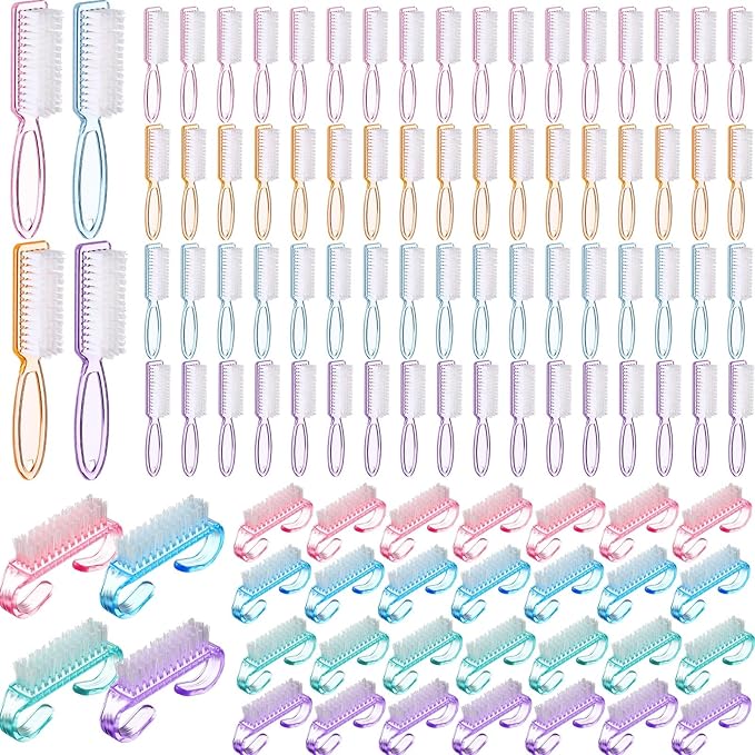 Patelai 48 Pcs Handle Grip Nail Brush Bulk Colorful Nail Scrubber Cleaner Fingernail Brushes Hand Toes Scrub Cleaning Brushes Pedicure Scrubbing Tool for Men and Women, Multicolor Brush
