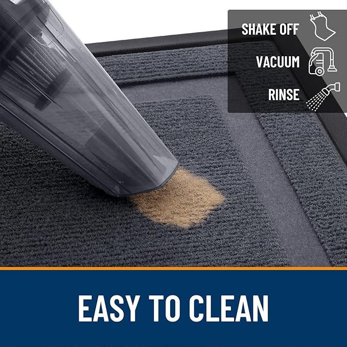OLANLY Front Door Mat Indoor Outdoor Entrance, Waterproof All-Season, All-Weather Doormat, Sturdy Natural Rubber, Fade Resistant, Low Profile, Easy Clean Patio Porch Entryway Mat, 71x47, Light Grey