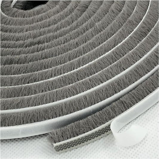 Weather Stripping Brush for Sliding Windows/Doors Frame Side,Pile Self Adhesive Weatherstrip Seal Strip Sealer Draft Stoppers (33ft x11/32 Backing x 11/32 Brush inch, Grey)