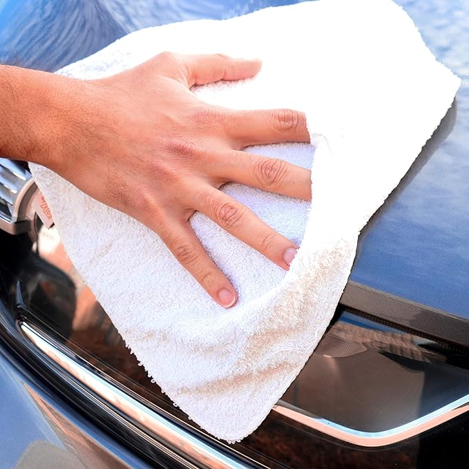 Arkwright W11 Terry Cloth Towels for Cleaning - Case of 4 - Soft Cotton Blend Washable Multi-Purpose Bar Mop, Absorbent & Quick Dry, Bulk Bag of Rags for Kitchen, Auto Shop, and Garage, 10 lb, White