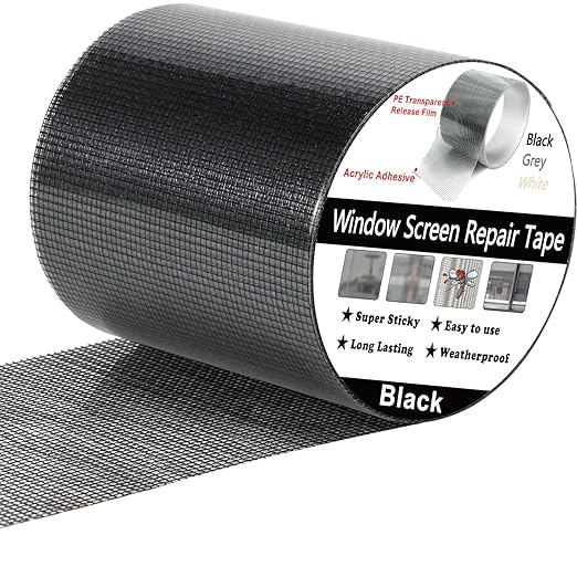 Wohohoho Window Screen Repair Tape, 3 in X 20 FT (240IN) Black Screen Patch Repair Kit, 3-Layer Strong Adhesive Invisible Screen Tape Mesh Repair for Windows, Doors Garage Mosquito Net Magnetic Screen