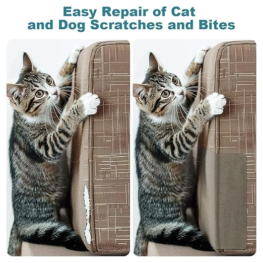 J.CARP 2Pcs Linen Repair Patches, Large Self-Adhesive Fabric Patch for Sofas, Couch, Furniture, Car Seats (8 * 11 inches-2PCS Dark Gray)