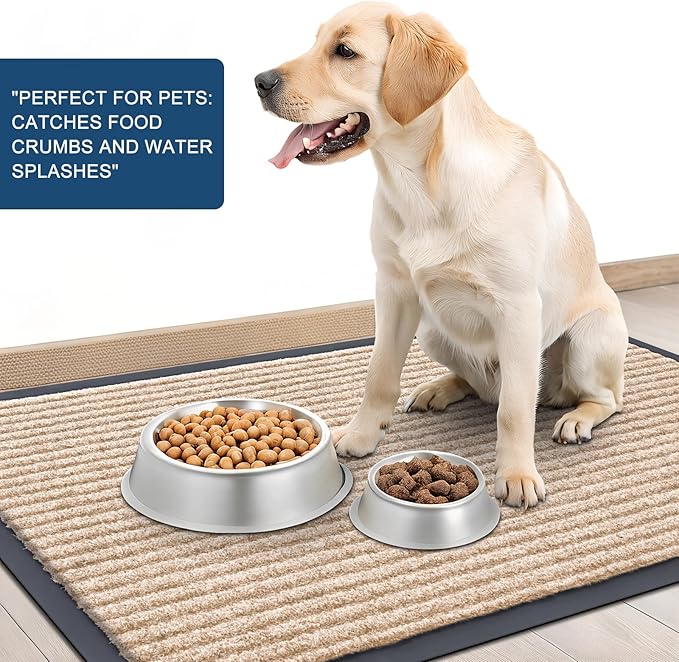 OLANLY Front Door Mat Indoor Outdoor Entrance, Waterproof Heavy Duty Doormat, Fade Resistant, Low Profile, Easy Clean Patio Porch Welcome Floor Mats for Entry, 71x23, Beige