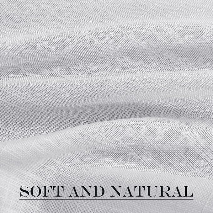 NICETOWN Door Curtain Panel Sheer - Sheer French Door Curtain Linen Textured Panel 72 inches Long Curtain with Single Tieback (Light Grey, 1 Panel)