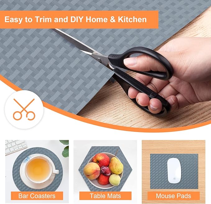 Shelf Liners for Kitchen Cabinets Refrigerator Liners Waterproof & Oil-Proof Kitchen Cupboard Liner Non-Slip Drawer Mats EVA Material Non Adhesive Fridge Mats for Shelves 11.8 x 118 Inches