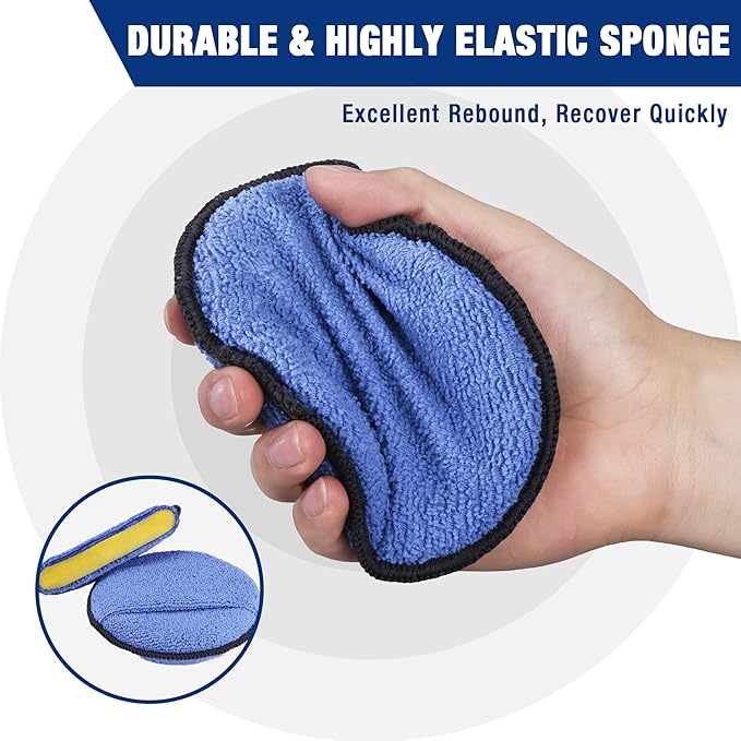 WORKPRO 18-Pack Car Wax Applicator Pads with Finger Pocket, Microfiber Soft Foam Polishing Pads for Car Detailing & Cleaning, Lint-Free, High Resilience