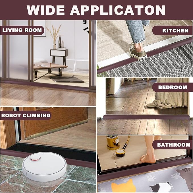 Vinyl Door Threshold Flooring Transition Strip Self Adhesive Carpet Edging Strip for Laminate Doorway Edge Threshold from 2/5" to 3/5" (Coffee, 3.3 Ft)