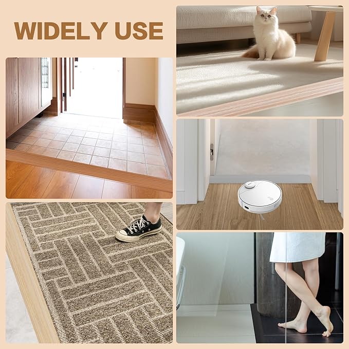 Floor Transition Strip Vinyl Door Threshold Ramp Self Adhesive Carpet Edging Strip Doorway Edge Trim, Overlap Edge Reducer for Laminate Carpet, Floor, Tile (Black, 1/5" to 2/5", 10Ft)
