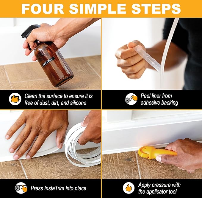 InstaTrim New & Improved Caulk Trim -10ft Ivory 3/4" Wide Caulk Tape - Adhesive Trim with Many Uses Including Caulking for Bathroom, Sinks, and Windows - Made in USA