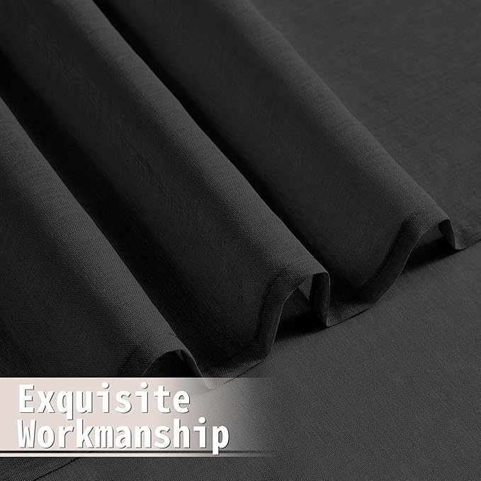 Tollpiz Sheer Door Curtain Closet Linen Textured Curtains Sheer Doorway Light Filtering Voile Patio Glass Door Rod Pocket Curtain French Door, 54 x 72 inches Long, Black, Set of 1 Panel