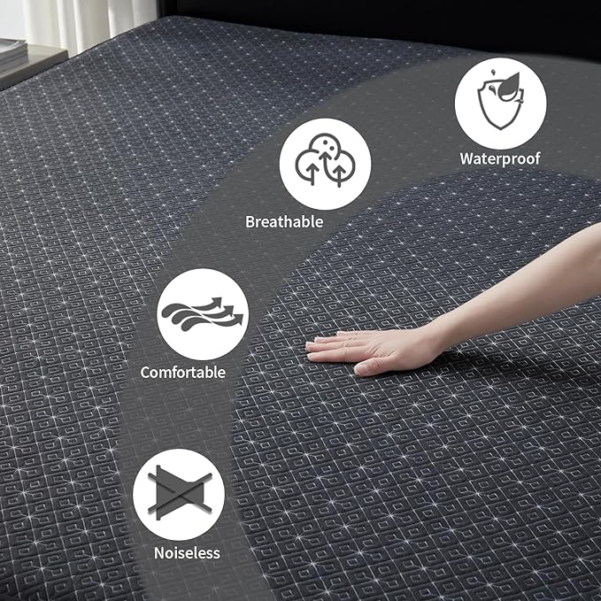 BEDLORE Full Size Mattress Protector, Waterproof Noiseless Mattress Cover with Stretchable Pockets for 6-15 inches Mattress, Soft Breathable Mattress Pad for College Dorm (Dark Gray)