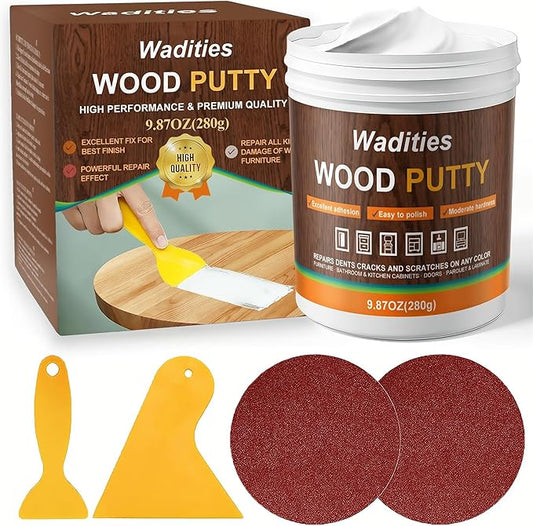 White Wood Filler, White Wood Putty, Paintable Stainable Wood Repair Putty, 9.87 Ounce Wood Furniture Repair kit, Quickly Repair Wood Cracks and Holes on Wooden Floor Furniture (White)