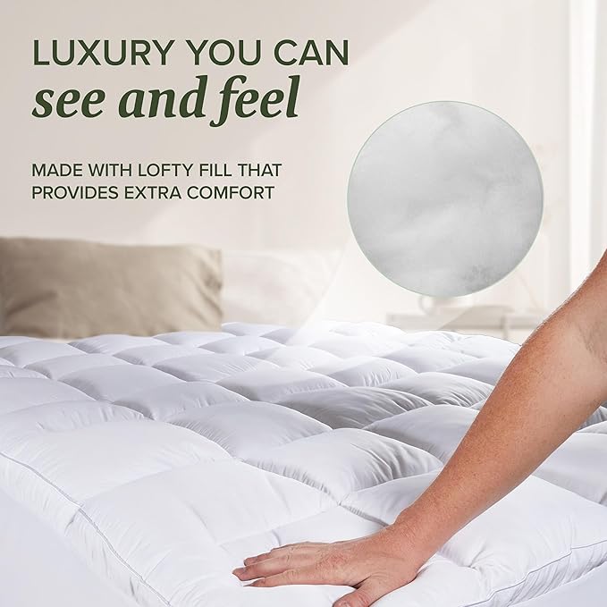 Beckham Hotel Collection California King Size Mattress Pad (Extra Padded) & Protector Hybrid - Quilted Pillow Top Mattress Cover - Thick, Plush, Fitted Mattress Topper for Bed