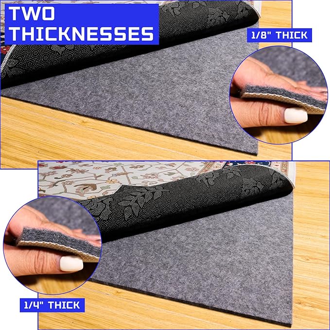100% Waterproof Non-Slip 1/4” Extra Thick 5x7 ft Rug Pad for Large Area Rugs Durable Felt Floor Protection pad for All Floors, Suitable for Cutting. Rug Pads Keep Rugs in Place and Provide Cushioning