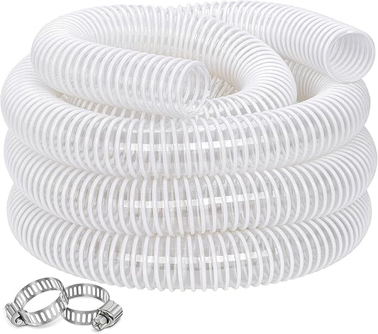 Dust Collection Hose 1-1/2 in × 5 ft Heavy Duty Clear Flexible PVC Reinforced Thicken Helix Suction Discharge Corrugated Pipe Hose for Fume Dust Collector Fitting Wood Chip Saw (1.5 inch hose)