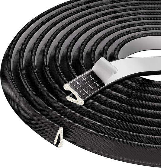 V Shape Foam Weather Stripping Door Frame Seal Strip 2Pcs×26FT Black, Draft Stopper, Insulation Winter, Weatherstripping, Gap Sealing, Soundproofing, Self-Adhesive Used for Exterior Front Door Side