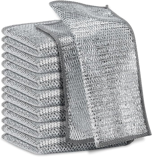 5Pcs Non Scratch Wire Dishcloth, Multipurpose Wire Dishwashing Rags, Steel Metal Wire Cloth Mesh Miracle Cleaning Cloths for Kitchen, Dishes