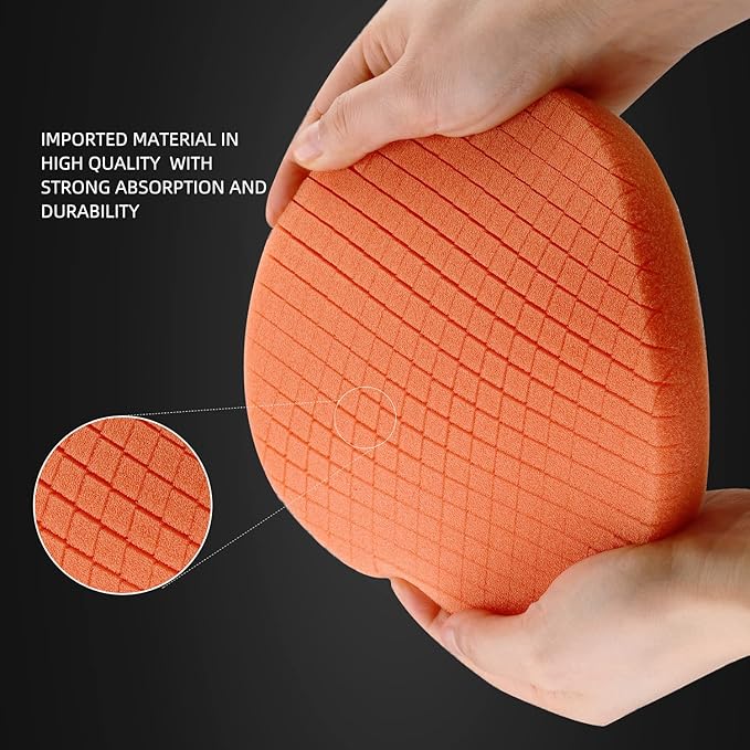 Orange Light Cut Pad, Buffing Polishing Pads, SPTA 3Pcs 6.5 Inch Face for 6 Inch 150mm Backing Plate Compound Buffing Sponge Pads for Car Buffer Polisher Compounding, Polishing and Waxing -X00224Y6O3