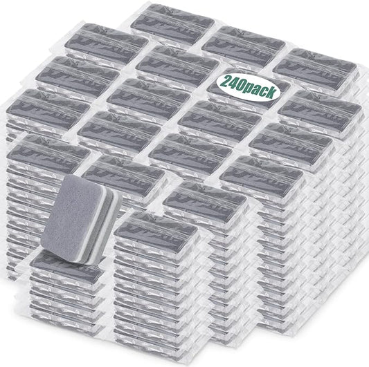 Tanlade 240 Pcs Individually Wrapped Sponge Dishwashing Sponge Bulk Non Scratch Scrub Sponges Kitchen Scouring Pad for Household Cleaning Rental Dishes Hotel Apartment Car (Gray,White)