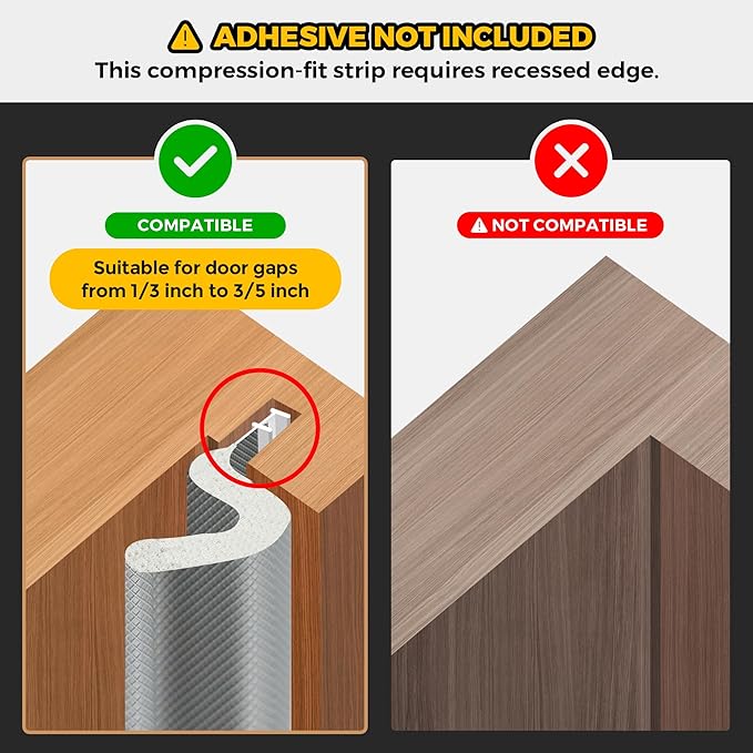 Weather Stripping Door Seal Strip Soundproof Q Foam Tape, Exterior Door Insulation Strip for Large Gap, Easy to Install(Grey, 19.8FT)