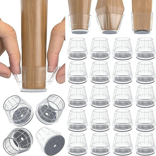 24PCS Silicone Chair Leg Floor Protectors for Hardwood Floors, Thicken Rubber Chair Leg Cap Covers, Non Slip Furniture Leg Pads to Protect Wood Tile Floors from Scratches and Reduce Noise