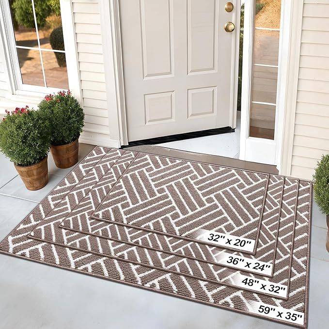 OLANLY Runner Indoor Door Mat, 59x23 Inch, Dirt Resistant and Absorbent, Non-Slip Rubber Backing Floor Mats, Easy Clean Low-Profile Doormat for Entryway, Front Door, and Inside Entrance, Brown