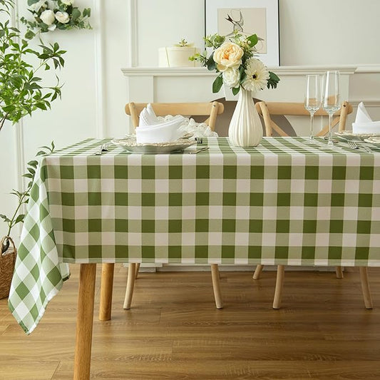 Classic Gingham Buffalo Tablecloth Fabric - Oblong 58x144 Inch Water Proof Checkered Table Cloth for Indoor Outdoor - Table Cover for Birthday, Picnics, BBQs, and Parties