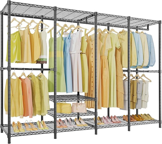 VIPEK V40 Plus Extra Large Clothes Rack Heavy Duty Clothing Rack for Hanging Clothes, Multi-Functional Closet Organizer System Freestanding Wardrobe Closet for Bedroom, Max Load 1300lbs, Black