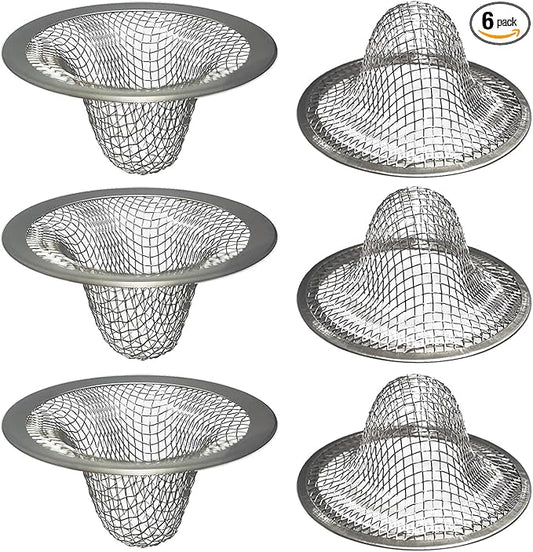 1.0" Bathroom Sink Drain Strainers, 6PCS Drain Hair Catchers for Laundry, Mop Pool, Utility, Slop, RV Sink, Stainless Steel Drain Filter