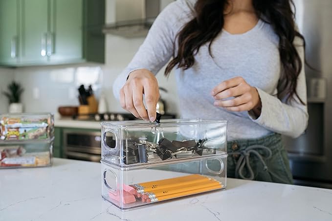 ClearSpace Plastic Pantry Organization and Food Storage Bin – Great Kitchen Storage – Fridge Organizer Bins – 4 Pack